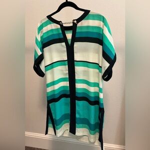 Striped Green and Black Tunic Top